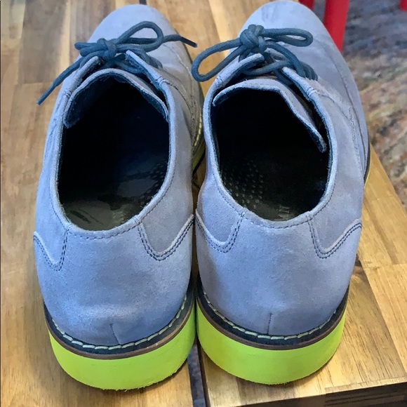 Cole Haan grey suede shoes w/ bright yellow soles - Picture 5 of 8